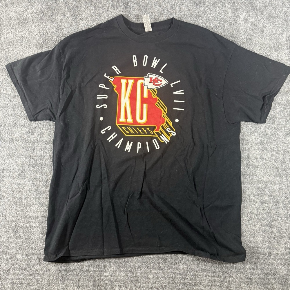 NFL Kansas City Chiefs Super Bowl LVII Champions Black T-Shirt, Size XL
